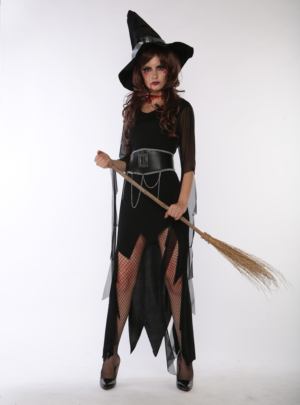 F1696 halloween witch costume,accessory:hat,belt